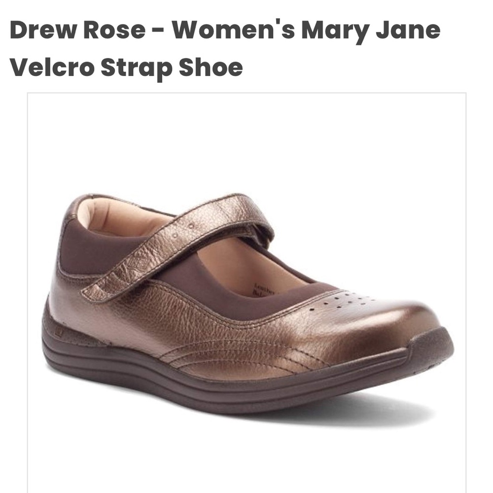 DREW•Maryjane copper metallic Velcro orthopedic comfort shoes 11.5WW NIB